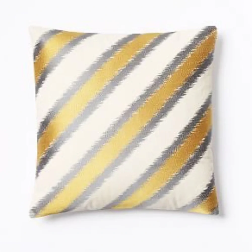 WEST ELM Embroidered Diamond Ikat Pillow Case